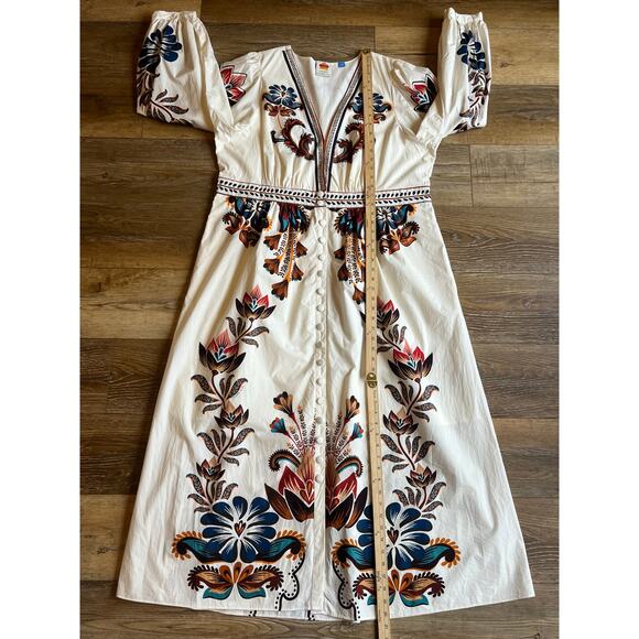 Farm Rio Floral Tile Motif Maxi Long Sleeve Button Front Boho Dress Plus Sz 2X - Picture 12 of 12